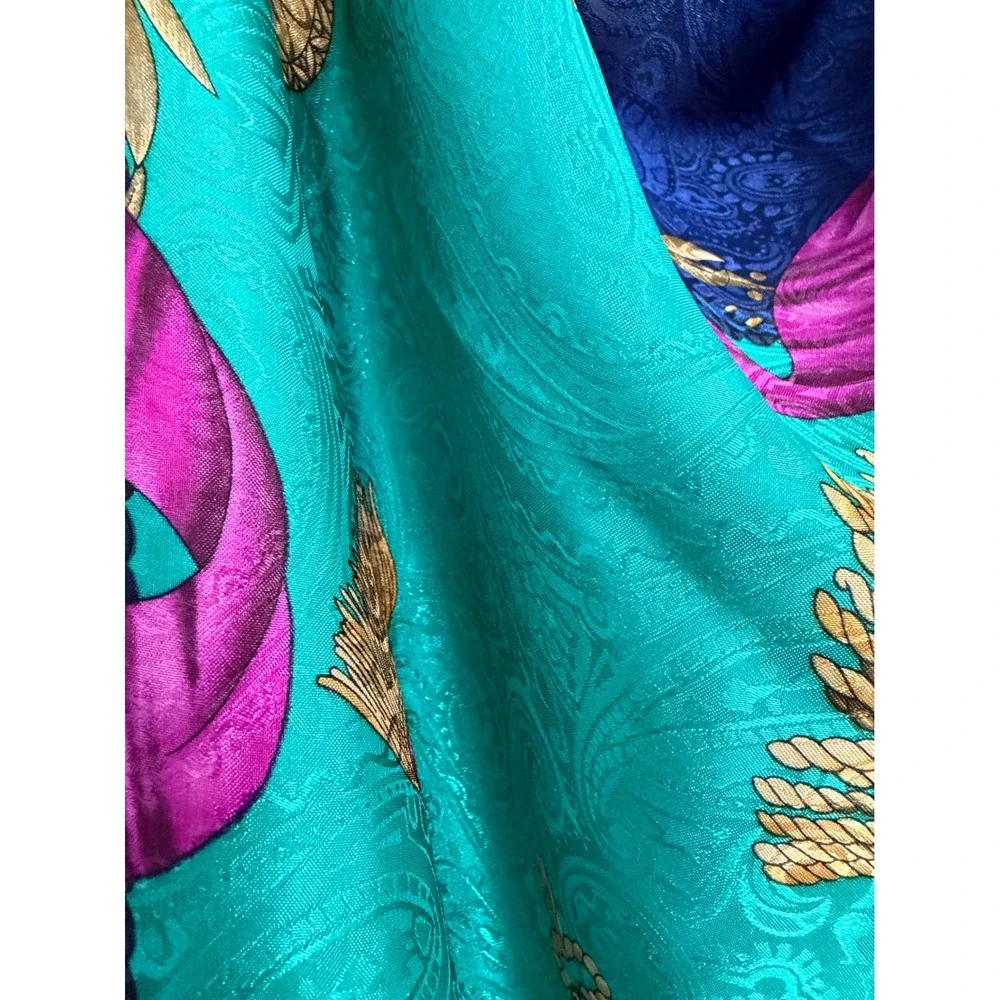 Liz Claiborne Vintage Scarve Shawl Teal Navy Magenta Tassel Paisley Jacquard NWT